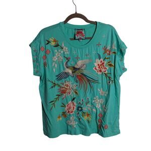 Johnny Was Ceretti Relaxed Tee Embroidered Women's Size Medium Bohemian